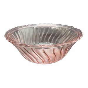 Vintage Jeannette Glass Rimmed Swirl Salad Bowl Pink Depression Glass
